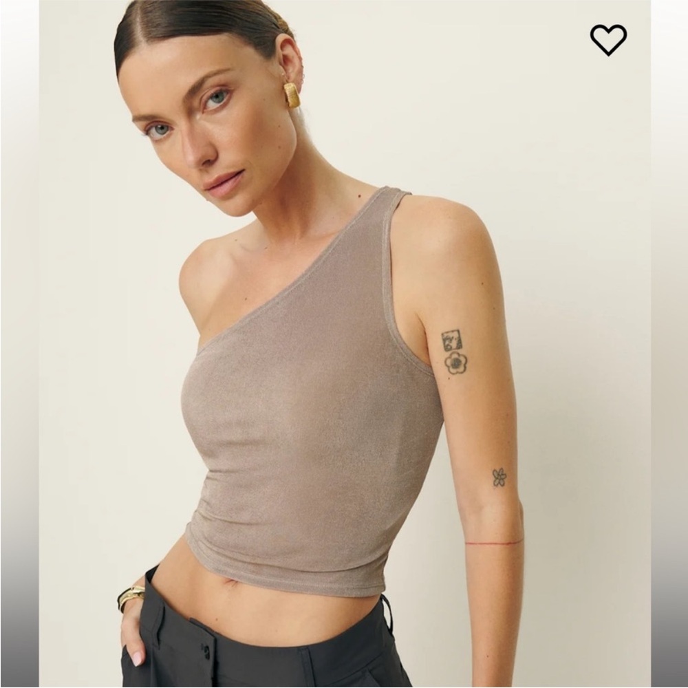 Maddie One-Shoulder Tan Top